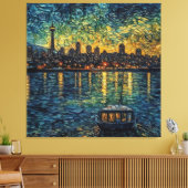 Seatle Space Needle in van Gogh stijl Canvas Afdruk (Insitu (Woonkamer))