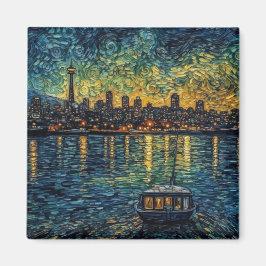 Seatle Space Needle in van Gogh stijl Magneet
