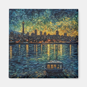 Seatle Space Needle in van Gogh stijl Magneet