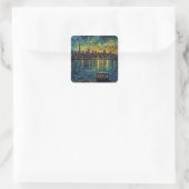 Seatle Space Needle in van Gogh stijl Vierkante Sticker (Tas)