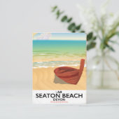 Seaton Beach Devon vintage zeeposter Briefkaart (Staand voorkant)