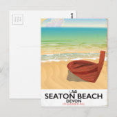 Seaton Beach Devon vintage zeeposter Briefkaart (Voorkant / Achterkant)