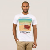 Seaton Beach Devon vintage zeeposter T-shirt (Voorkant volledig)