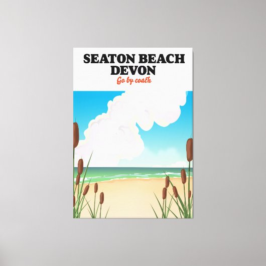 Seaton Beach Dorset reisposter Canvas Afdruk (Voorkant)