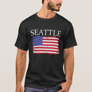 Seattle Amerika Seattle stijl Amerikaanse vlag T-shirt