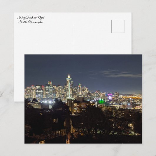 Seattle at Night Feestdagenkaart (Voorkant / Achterkant)