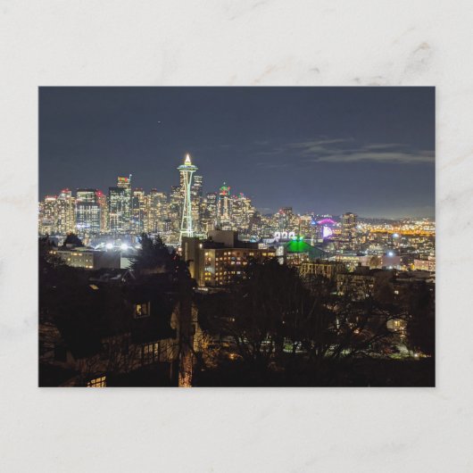 Seattle at Night Feestdagenkaart (Voorkant)