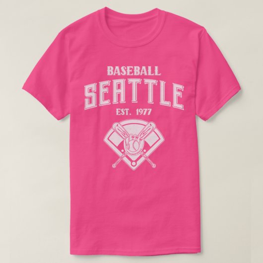 Seattle Baseball EST 1977 Wit Tekst T-shirt (Design voorkant)