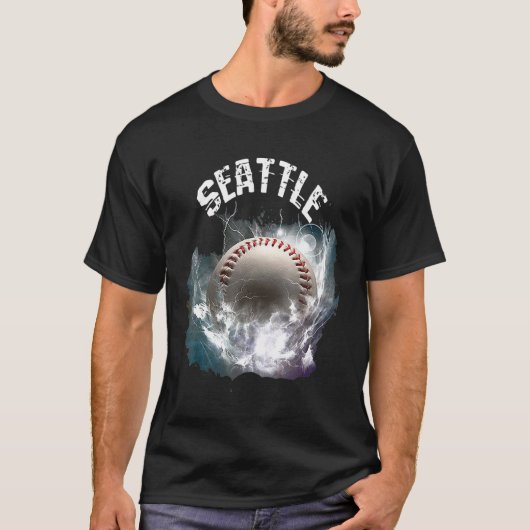 Seattle Baseball Retro T-shirt (Voorkant)
