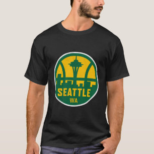Seattle Basketbal Cityscape Re T-shirt