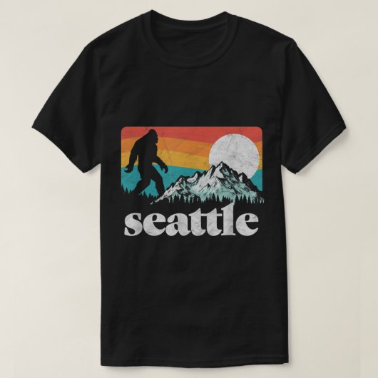 Seattle Bigfoot Retro Bergontwerp T-shirt (Design voorkant)