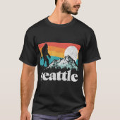 Seattle Bigfoot Retro Mountain Design T-shirt (Voorkant)