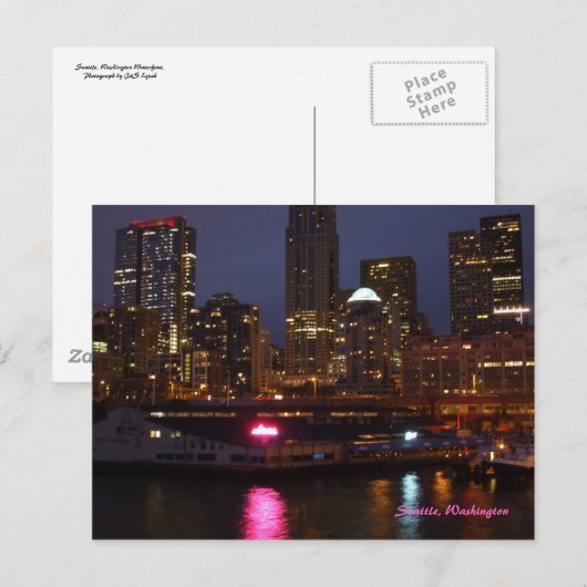Seattle bij Nacht Briefkaart (Voorkant / Achterkant)