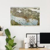 Seattle birdseye map - 1891 (Koch) BigMapBlog Poster (Thuiskantoor)