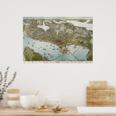 Seattle birdseye map - 1891 (Koch) BigMapBlog Poster (Keuken)