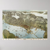 Seattle birdseye map - 1891 (Koch) BigMapBlog Poster (Voorkant)
