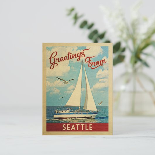 Seattle Briefkaart Sailboat  Washington (Staand voorkant)