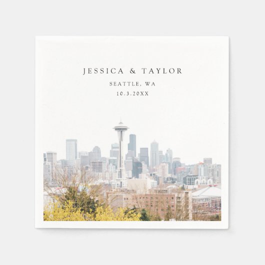 Seattle bruiloft aangepaste cocktail servetten (Voorkant)