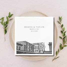 Seattle bruiloft aangepaste foto cocktail servette servet