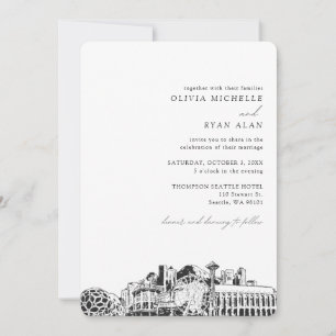 Seattle bruiloft elegante skyline uitnodiging