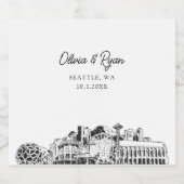 Seattle bruiloft gepersonaliseerde champagne label sparkling wijnetiket (Enkel label)