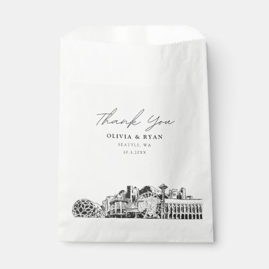 Seattle bruiloft gepersonaliseerde gunsttas bedankzakje (Voorkant)