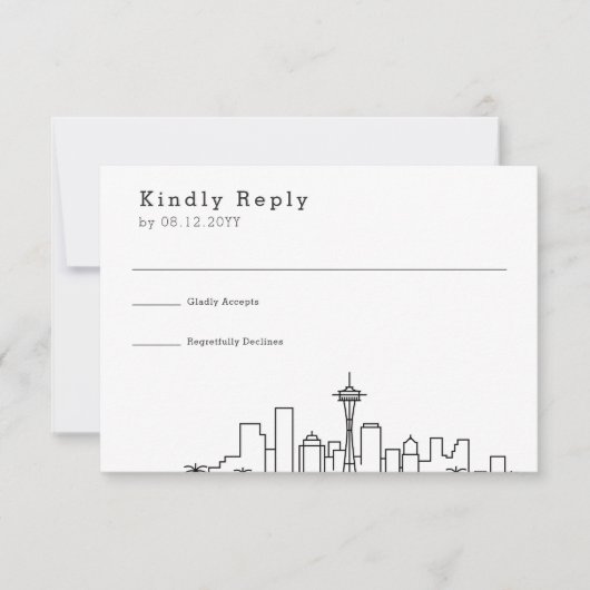 Seattle bruiloft | Gestileerde Skyline RSVP (Voorkant)