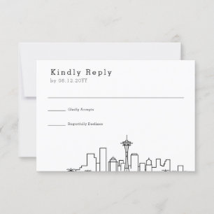 Seattle bruiloft   Gestileerde Skyline RSVP Kaartje