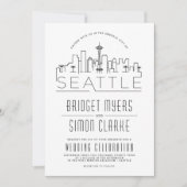 Seattle bruiloft | Gestileerde Skyline uitnodiging (Voorkant)