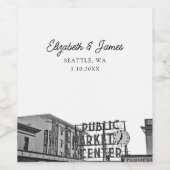Seattle bruiloft gunst openbare markt wijn etiket (Enkel label)
