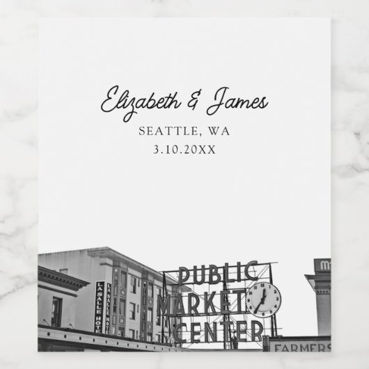 Seattle bruiloft gunst openbare markt wijn etiket (Enkel label)