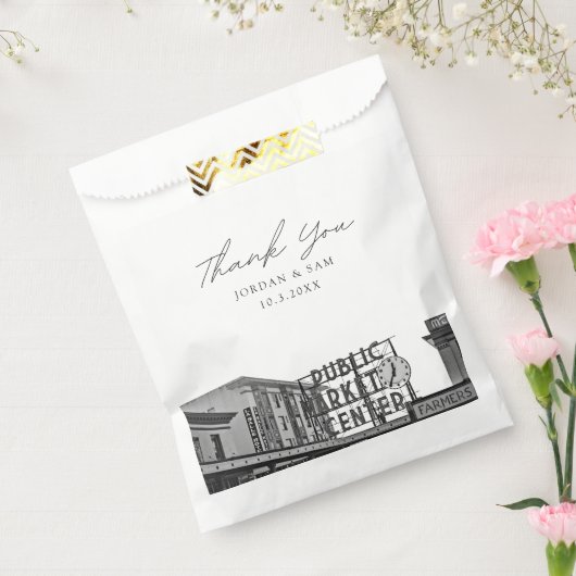 Seattle bruiloft gunst pikes plaats foto dank u bedankzakje (Gezegeld)