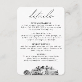 Seattle bruiloft kleine verticale details informatiekaartje