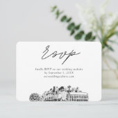 Seattle bruiloft minimalistische schets RSVP Informatiekaartje (Staand voorkant)