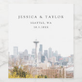 Seattle bruiloft partij op maat wijn etiket (Enkel label)