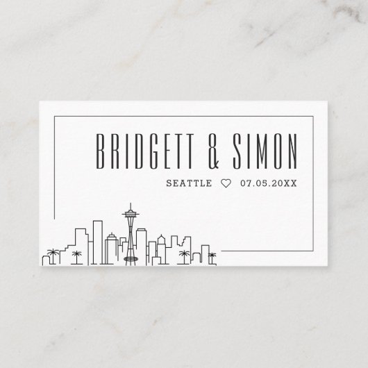 Seattle bruiloft | Plaats kaarten voor en achter Plaatskaartje (Achterkant)