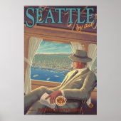 Seattle by air - Washington Travel Poster (Voorkant)