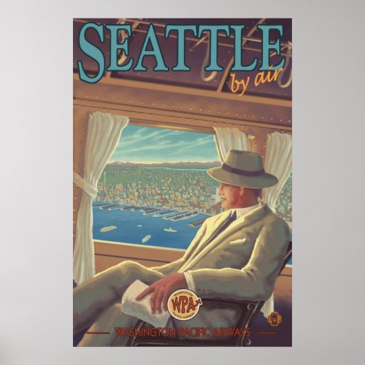 Seattle by air - Washington Travel Poster (Voorkant)