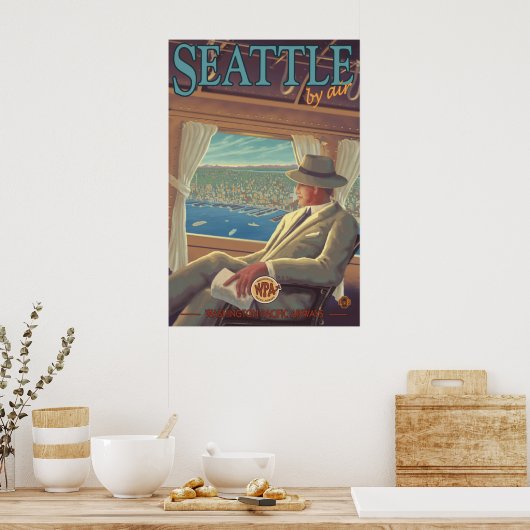 Seattle by air - Washington Travel Poster (Keuken)