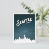 Seattle by Night Skyline - Washington, Verenigde S Feestdagenkaart (Staand voorkant)