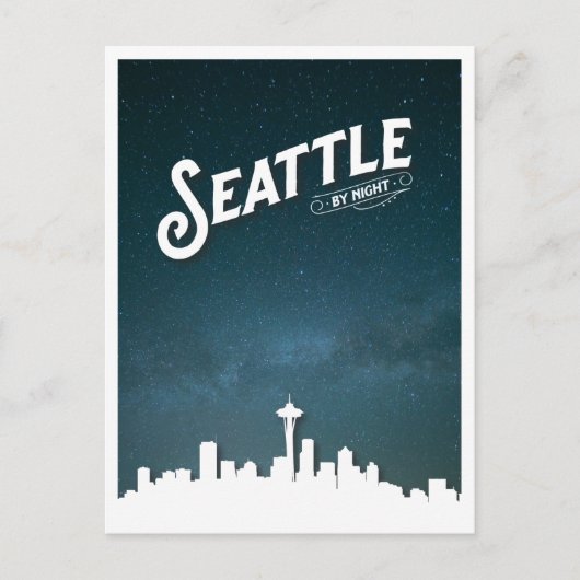 Seattle by Night Skyline - Washington, Verenigde S Feestdagenkaart (Voorkant)