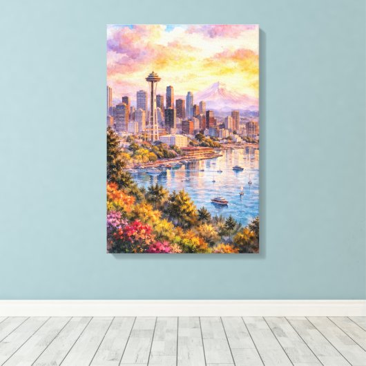 Seattle canvas afdruk (Insitu (Houten vloer))
