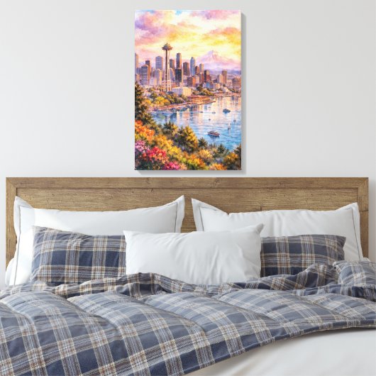 Seattle canvas afdruk (Insitu (Slaapkamer))