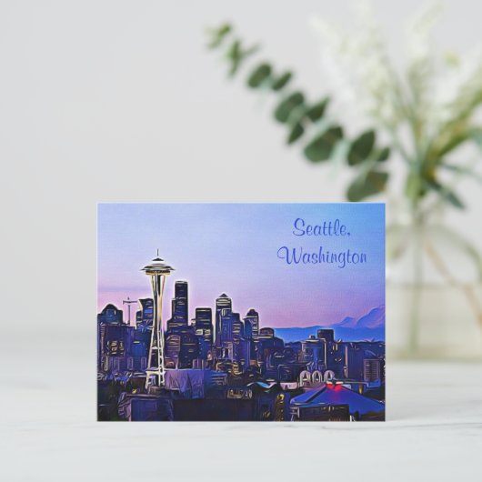 Seattle City in het Briefkaart van Washington (Staand voorkant)