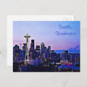 Seattle City in het Briefkaart van Washington (Voorkant / Achterkant)