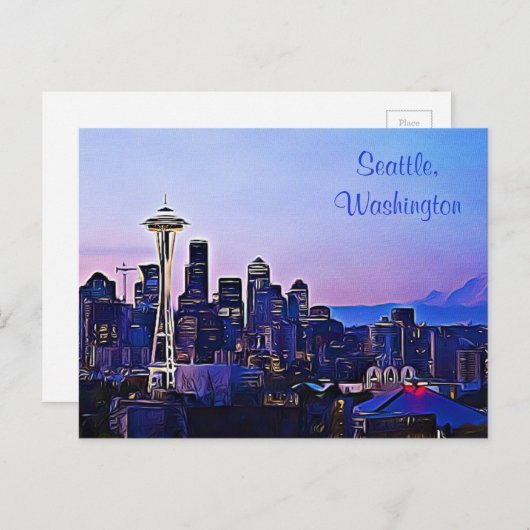 Seattle City in het Briefkaart van Washington (Voorkant / Achterkant)