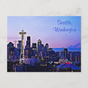 Seattle City in het Briefkaart van Washington