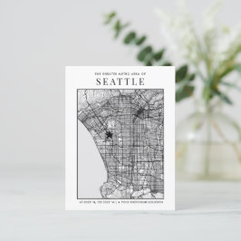 Seattle City Map + Locatiemerkteken Briefkaart