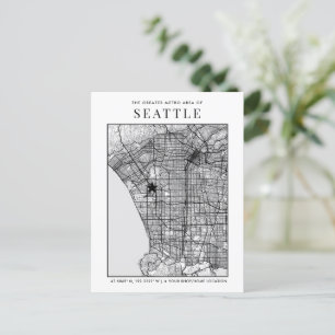 Seattle City Map + Locatiemerkteken Briefkaart