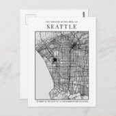 Seattle City Map + Locatiemerkteken Briefkaart (Voorkant / Achterkant)